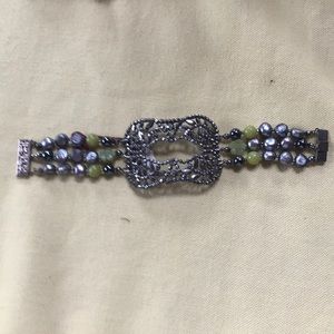 Antique marcasite sterling and Jade bracelet